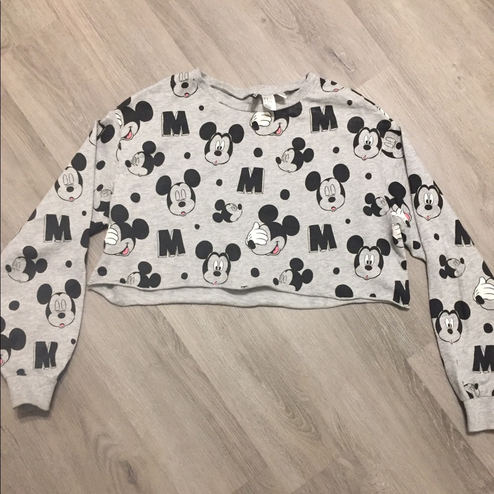 Grey Mickey Mouse Crop Top